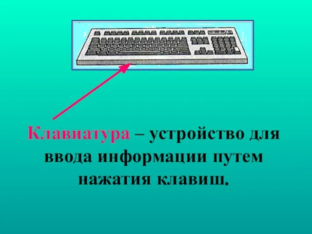 Клавиатура – устройство для ввода информации путем нажатия клавиш.