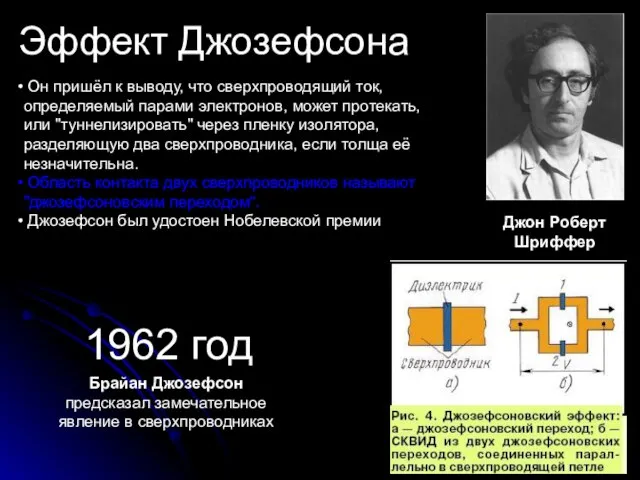 Эффект Джозефсона Он пришёл к выводу, что сверхпроводящий ток, определяемый парами электронов,