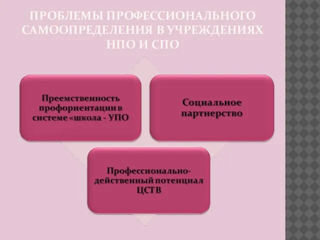 ПРОБЛЕМЫ ПРОФЕССИОНАЛЬНОГО САМООПРЕДЕЛЕНИЯ В УЧРЕЖДЕНИЯХ НПО И СПО