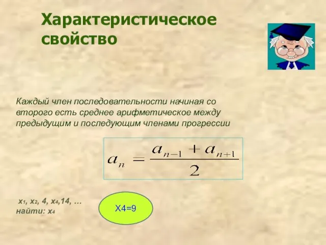 Арифметическая прогрессия Каждый член последовательности начиная со второго есть среднее арифметическое между