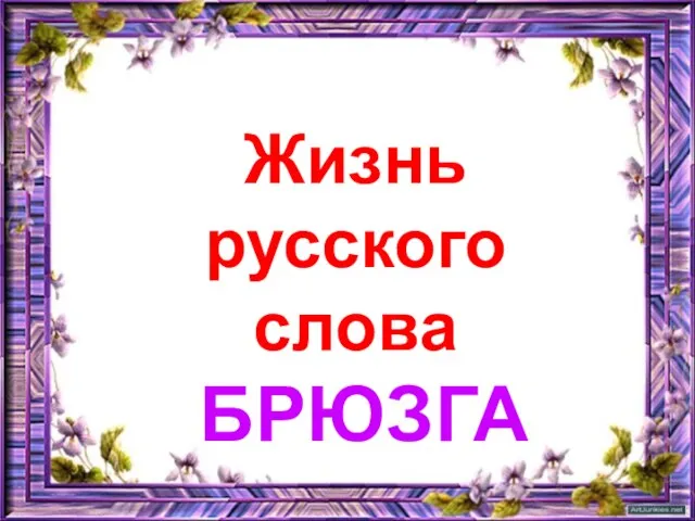 Тема исследования «Жизнь русского слова БРЮЗГА» Жизнь русского слова БРЮЗГА