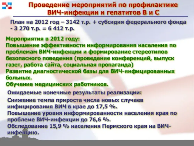 Проведение мероприятий по профилактике ВИЧ-инфекции и гепатитов В и С План на