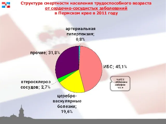 Структура смертности населения трудоспособного возраста от сердечно-сосудистых заболеваний в Пермском крае в