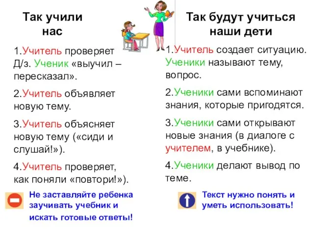 Так учили нас Так будут учиться наши дети Не заставляйте ребенка заучивать