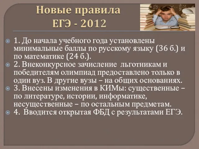 1. До начала учебного года установлены минимальные баллы по русскому языку (36