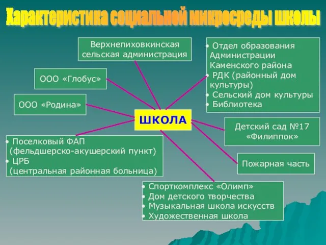 Характеристика социальной микросреды школы