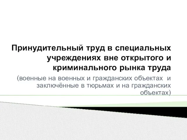 Принудительный труд в специальных учреждениях вне открытого и криминального рынка труда (военные