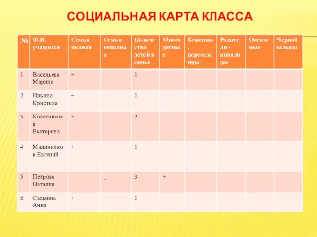 СОЦИАЛЬНАЯ КАРТА КЛАССА