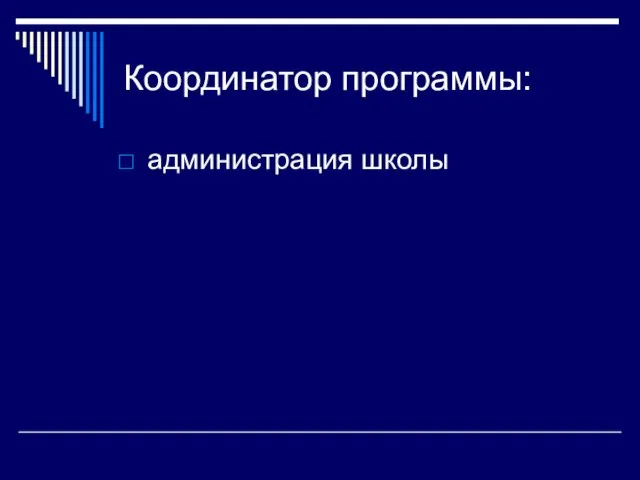 Координатор программы: администрация школы