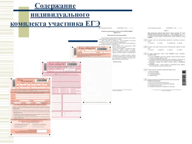 Содержание индивидуального комплекта участника ЕГЭ