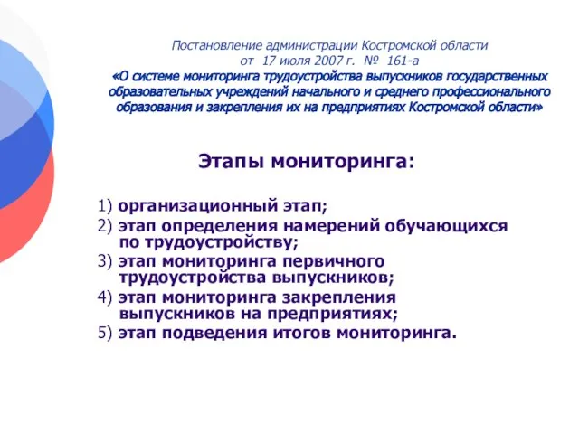 Постановление администрации Костромской области от 17 июля 2007 г. № 161-а «О