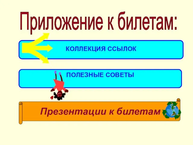 Приложение к билетам: КОЛЛЕКЦИЯ ССЫЛОК ПОЛЕЗНЫЕ СОВЕТЫ Презентации к билетам