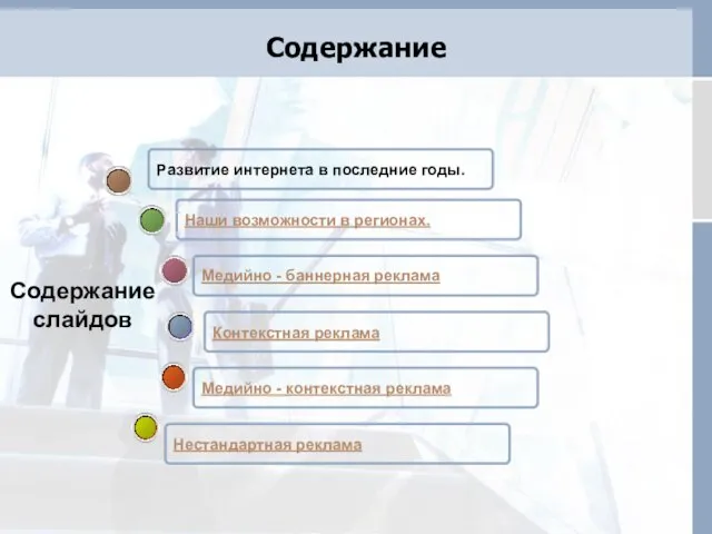 Содержание Медийно - контекстная реклама Контекстная реклама Медийно - баннерная реклама Наши