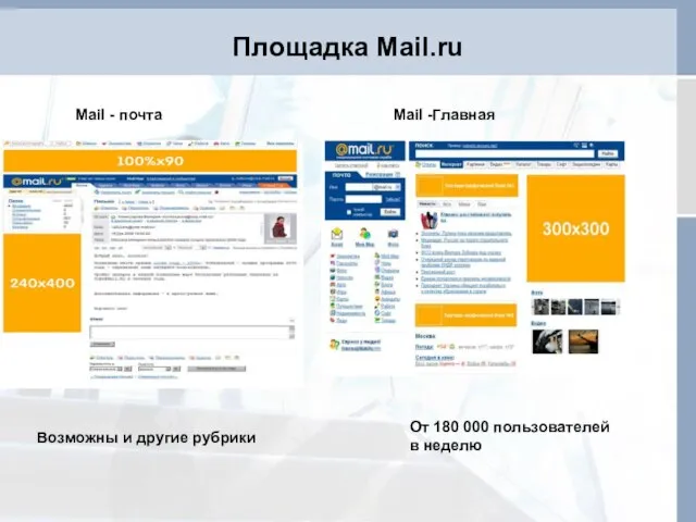 Площадка Mail.ru Mail - почта Mail -Главная Возможны и другие рубрики От