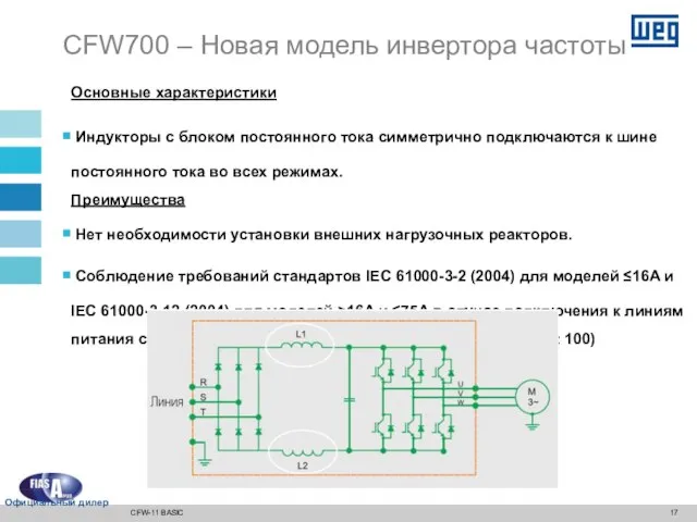 Основные характеристики Индукторы с блоком постоянного тока симметрично подключаются к шине постоянного