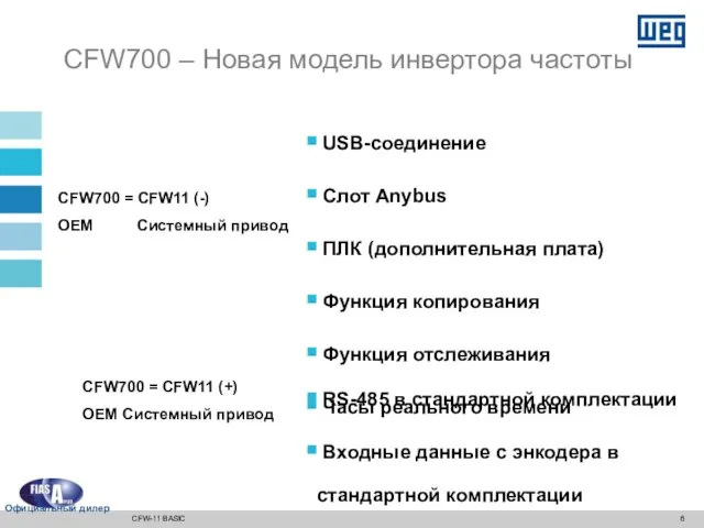 CFW700 = CFW11 (-) OEM Системный привод CFW700 – Новая модель инвертора