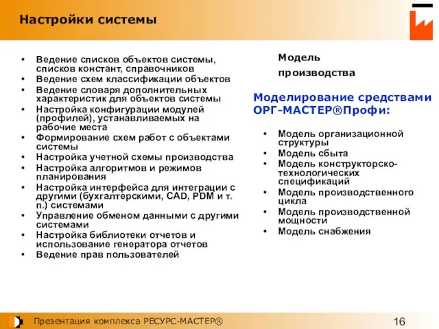 Модель организационной структуры Модель сбыта Модель конструкторско-технологических спецификаций Модель производственного цикла Модель