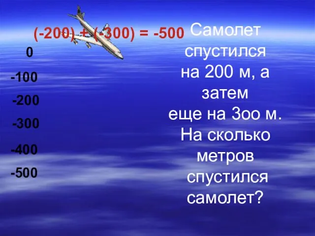 Самолет спустился на 200 м, а затем еще на 3оо м. На