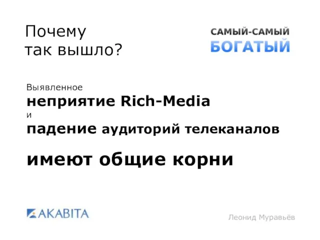 Леонид Муравьёв Почему так вышло? Выявленное неприятие Rich-Media и падение аудиторий телеканалов имеют общие корни