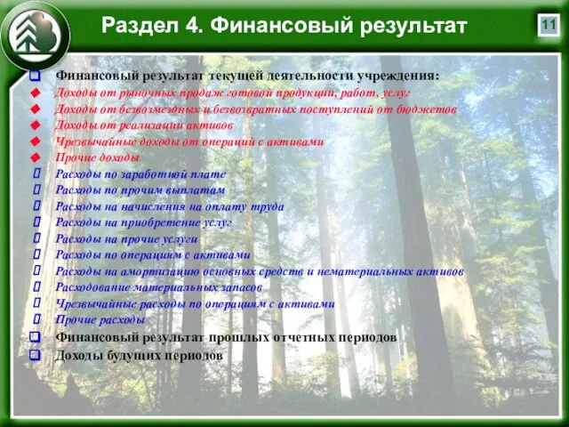 Раздел 4. Финансовый результат Финансовый результат текущей деятельности учреждения: Доходы от рыночных