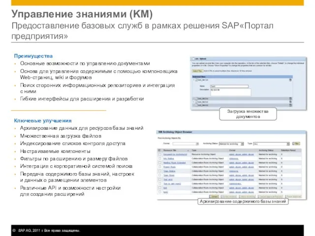 Управление знаниями (KM) Предоставление базовых служб в рамках решения SAP«Портал предприятия» Преимущества