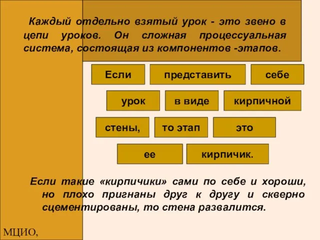 МЦИО, Алексеева Е.В. Каждый отдельно взятый урок - это звено в цепи