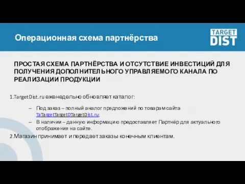 Операционная схема партнёрства ПРОСТАЯ СХЕМА ПАРТНЁРСТВА И ОТСУТСТВИЕ ИНВЕСТИЦИЙ ДЛЯ ПОЛУЧЕНИЯ ДОПОЛНИТЕЛЬНОГО