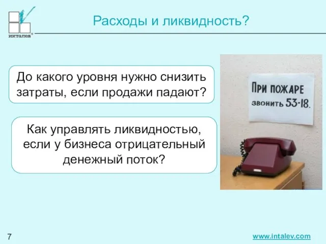 Расходы и ликвидность? До какого уровня нужно снизить затраты, если продажи падают?