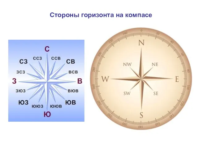 Стороны горизонта на компасе