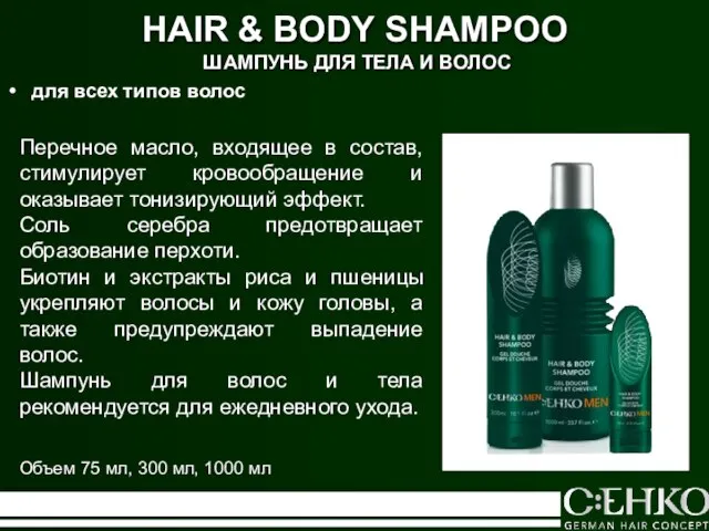 HAIR & BODY SHAMPOO ШАМПУНЬ ДЛЯ ТЕЛА И ВОЛОС Объем 75 мл,