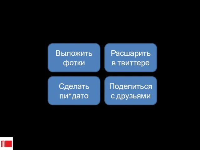 Сделать пи*дато Поделиться с друзьями Выложить фотки Расшарить в твиттере