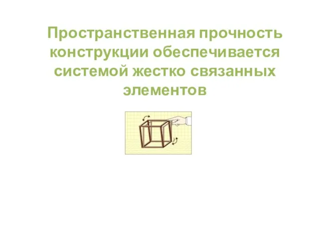 Пространственная прочность конструкции обеспечивается системой жестко связанных элементов