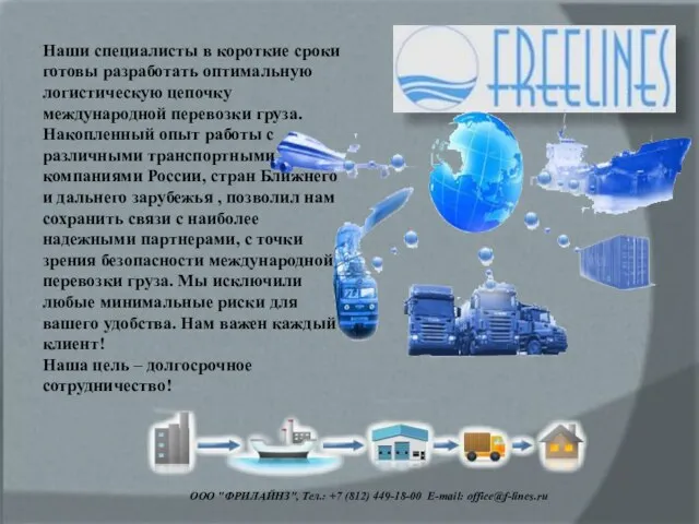 ООО "ФРИЛАЙНЗ", Тел.: +7 (812) 449-18-00 E-mail: office@f-lines.ru Наши специалисты в короткие