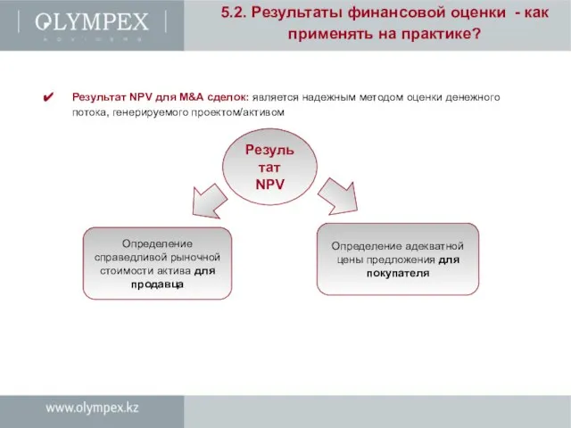 5.2. Результаты финансовой оценки - как применять на практике? Результат NPV для