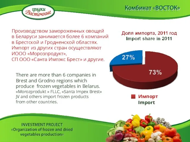 Производством замороженных овощей в Беларуси занимается более 6 компаний в Брестской и