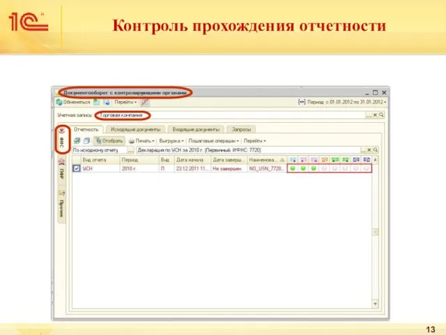 Контроль прохождения отчетности