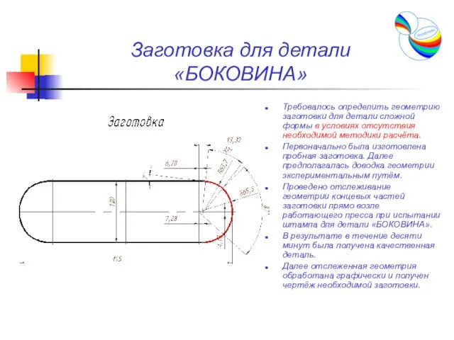 Заготовка для детали «БОКОВИНА» Требовалось определить геометрию заготовки для детали сложной формы