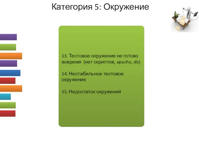 Категория 5: Окружение 13. Тестовое окружение не готово вовремя (нет скриптов, apache,