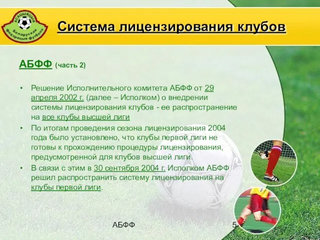 АБФФ АБФФ (часть 2) Решение Исполнительного комитета АБФФ от 29 апреля 2002