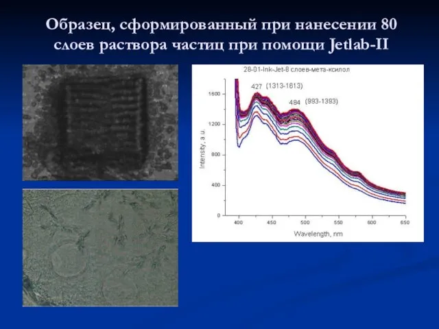 Образец, сформированный при нанесении 80 слоев раствора частиц при помощи Jetlab-II