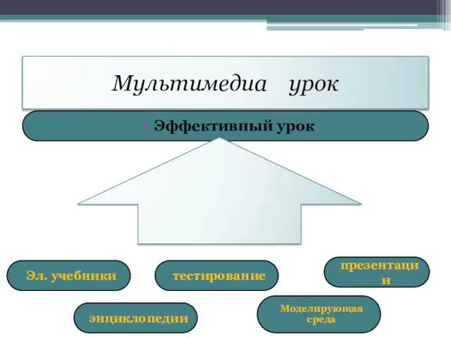 Мультимедиа урок Эффективный урок Эл. учебники энциклопедии тестирование Моделирующая среда презентации