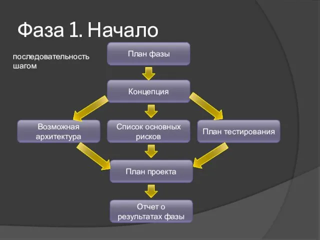 Фаза 1. Начало План фазы Концепция Возможная архитектура Список основных рисков План
