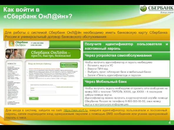 Как войти в «Сбербанк ОнЛ@йн»? Для работы с системой Сбербанк ОнЛ@йн необходимо