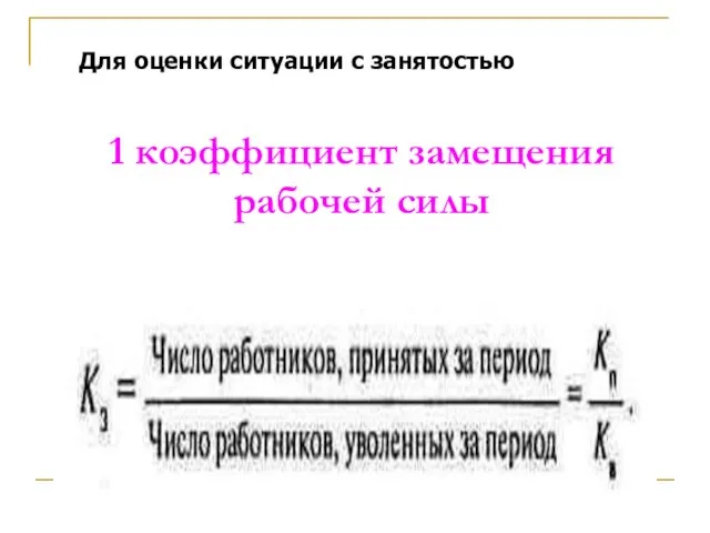 1 коэффициент замещения рабочей силы Для оценки ситуации с занятостью