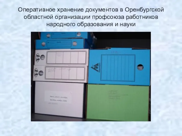 Оперативное хранение документов в Оренбургской областной организации профсоюза работников народного образования и науки