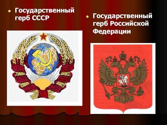 Государственный герб СССР Государственный герб Российской Федерации