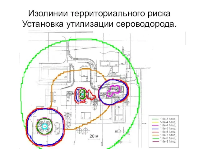 Изолинии территориального риска Установка утилизации сероводорода.