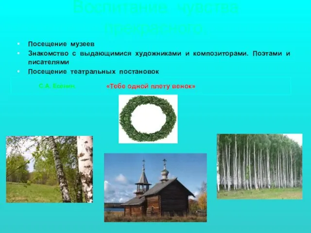 Воспитание чувства прекрасного. Посещение музеев Знакомство с выдающимися художниками и композиторами. Поэтами