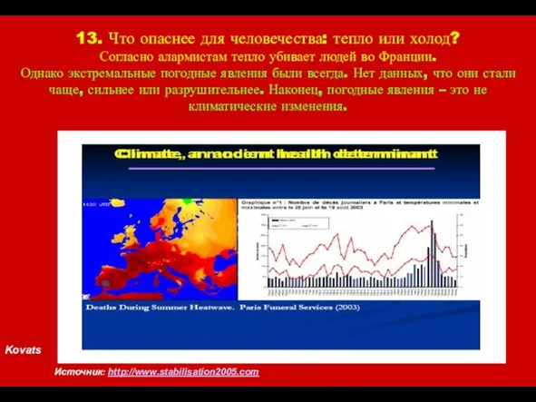 Kovats 13. Что опаснее для человечества: тепло или холод? Согласно алармистам тепло