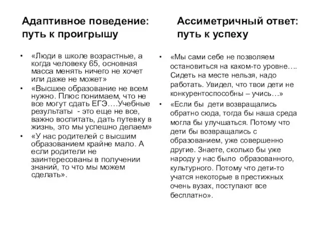 Адаптивное поведение: путь к проигрышу «Люди в школе возрастные, а когда человеку